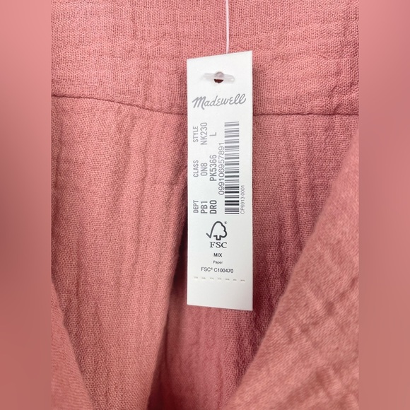 NWT Madewell Women's Large Lightespun Oversized Short Sleeve Pajama Top Rose PJ - Picture 6 of 14